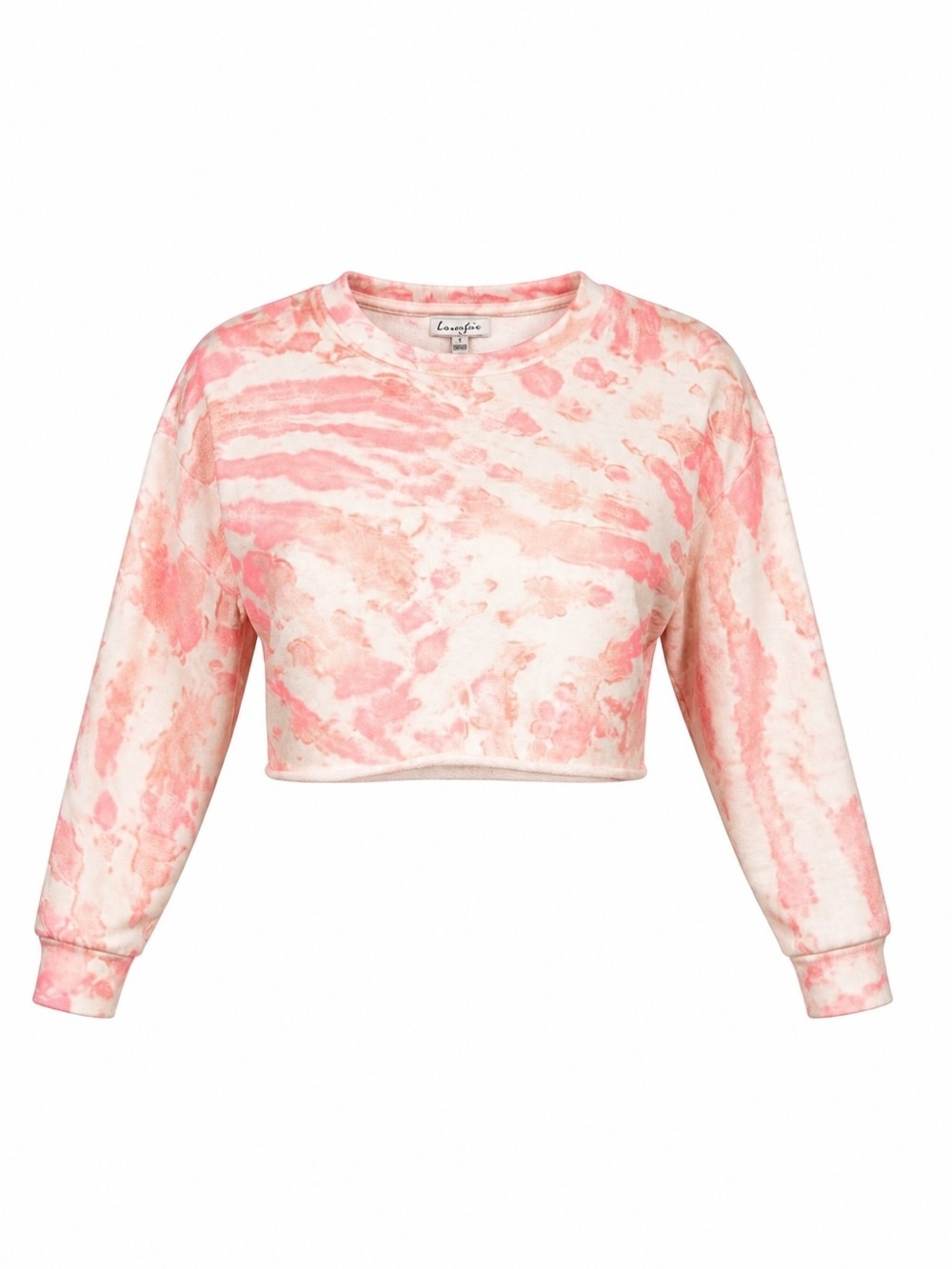 NWT Love, Fire Pink Tie-Dye Cropped Sweatshirt Pullover Crewneck Y2K Barbiecore